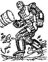 coloriage iron man lance un tonneau